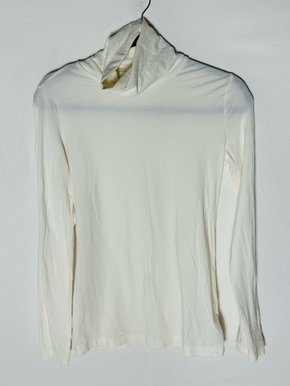Eddie Bauer Ivory Long Sleeve Turtleneck Top Pima Cotton Spandex Size S